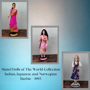 Dolls of the World Collection Mattel - Indian,Japanese and Norwegian Barbie 1995